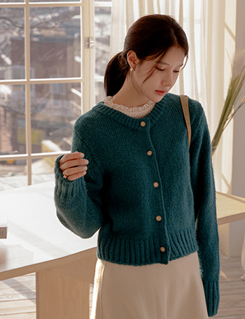 Antique Button Wool Cardigan Korea