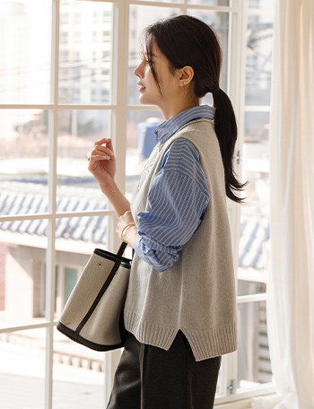 Pasty Wool Cashmere Knitwear Vest Korea