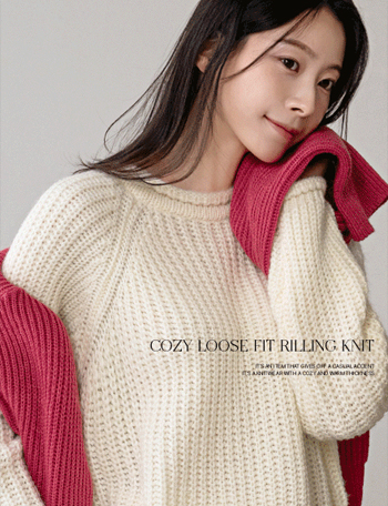 Cozy Loose Fit Rolling Knitwear Korea