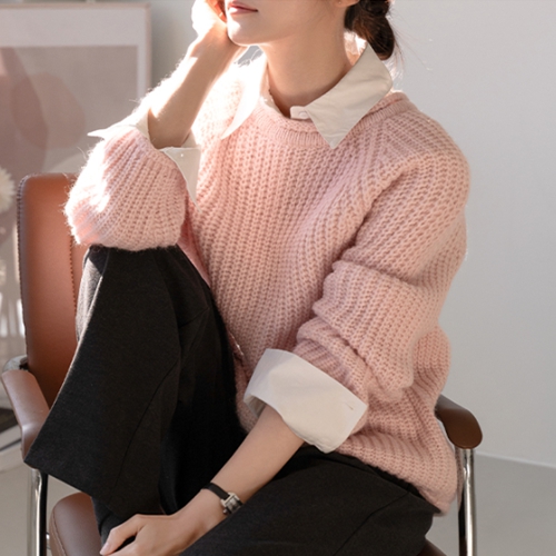 Cozy Loose Fit Rolling Knitwear