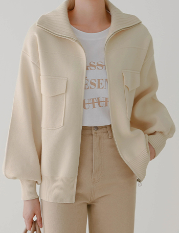 Zip up Turtleneck Knitwear Cardigan Korea