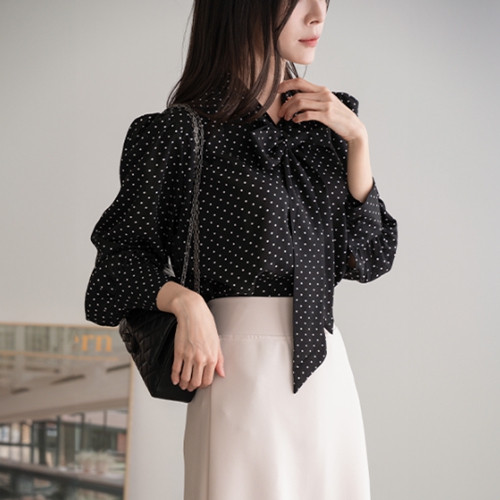 Lauren Dot Tie Blouse
