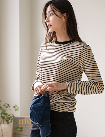 Soft horizontal striped T-shirt Korea
