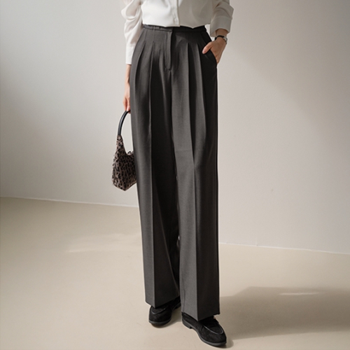 Two-pin tuck Banding Wide Slacks