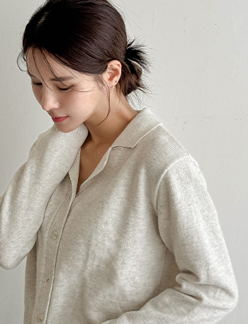 Cashmere wool collar cardigan Korea