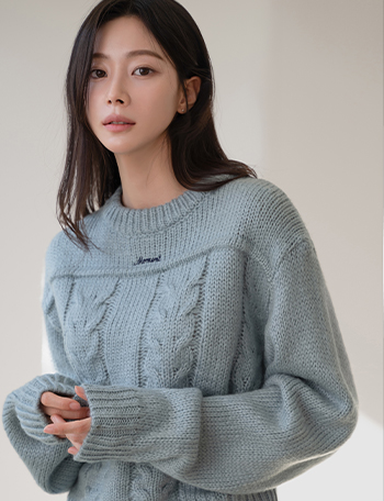 Moment Embroidery Double Knitwear Korea