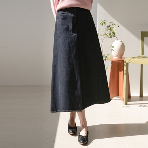 Non-faded Aline Raw Denim Skirt