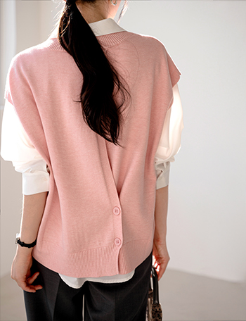 Cashmere Back point V-neck Knit Vest Korea
