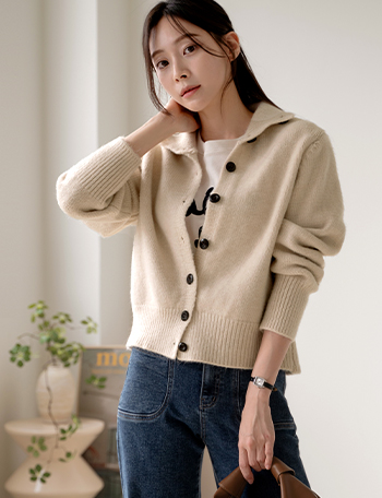 Wood Button Cardigan Korea