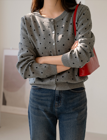 Dot Round Cardigan Korea