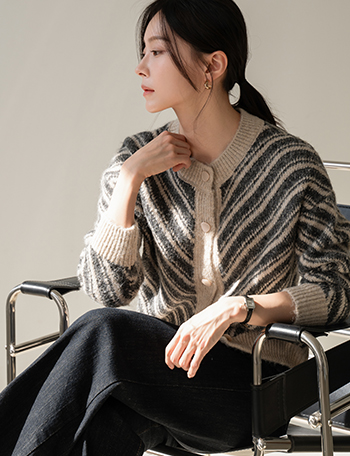 Diagonal Stripe Cardigan Korea