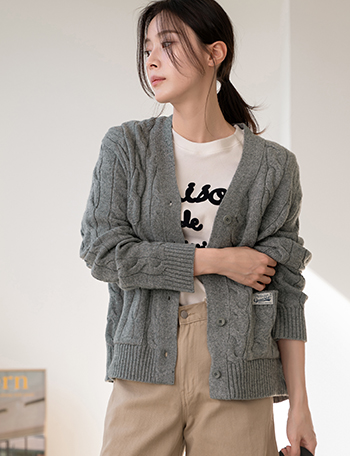 Pocket Patch Twiddle Cardigan Korea