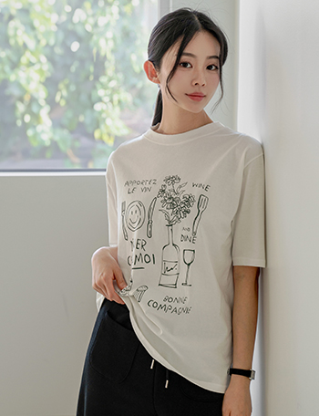 Silket Cotton Printing Short-sleeve T-shirt Korea