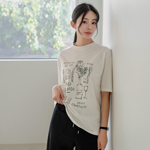 Silket Cotton Printing Short-sleeve T-shirt