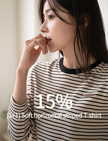 [1+1] Soft horizontal striped T-shirt Korea