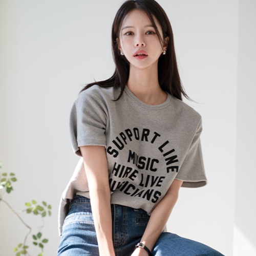 Peach Lettering Short-sleeve T-shirt