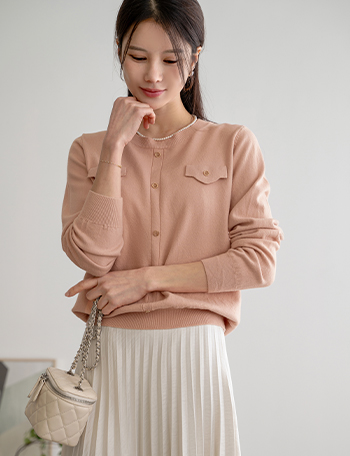 Gold button Round Knitwear Korea