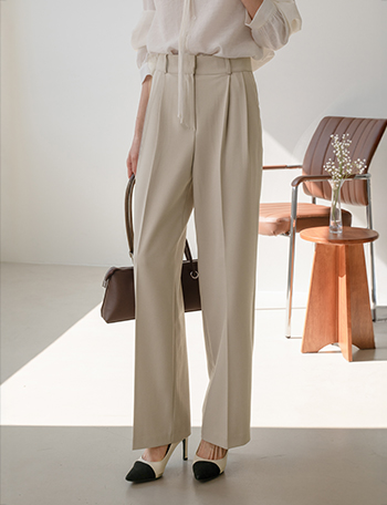 Romantic Wide Two-pin tuck Pants Korea