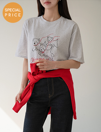 [Special Sale] Ribbon Puppy Short-sleeve T-shirt Korea