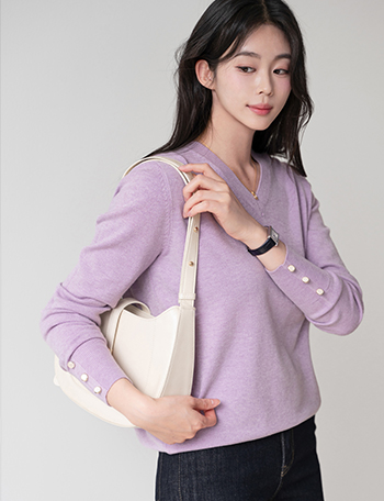 V-neck Sleeve Button Knitwear Korea