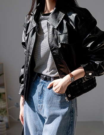 Rhea Basic Leather Jumper Korea