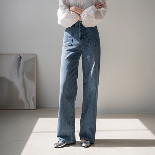 Out-Pocket Wide Denim Pants