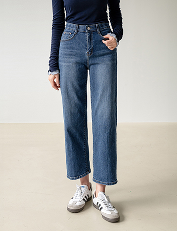 10length Wide Denim Pants Korea