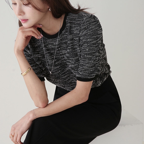 [valyou] Sha Tweed Short-sleeve T-shirt