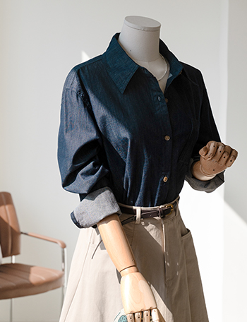 Marine Nonfade Raw Denim Shirt Korea