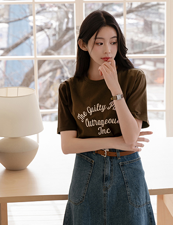 Cotton Lettering Short-sleeve T-shirt Korea