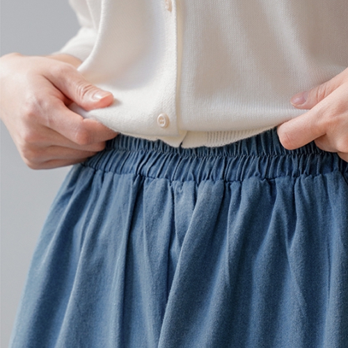 Denim Frill Banding Long Skirt