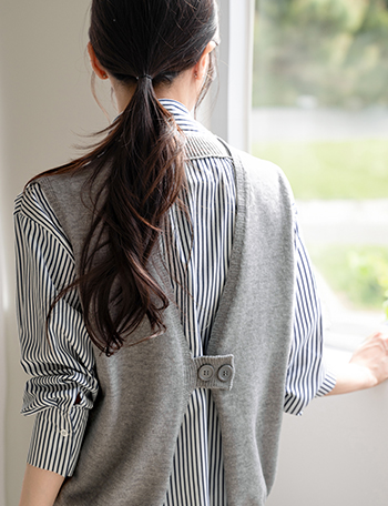 Shirt Knitwear Set Korea