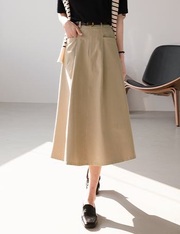 Cotton Belt Back Banding Skirt Korea