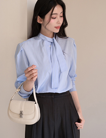Mare Stripe Tie Blouse Korea
