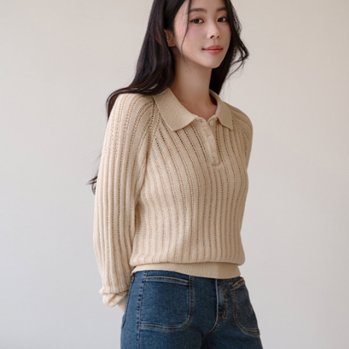 Skacy Button Collar Knitwear