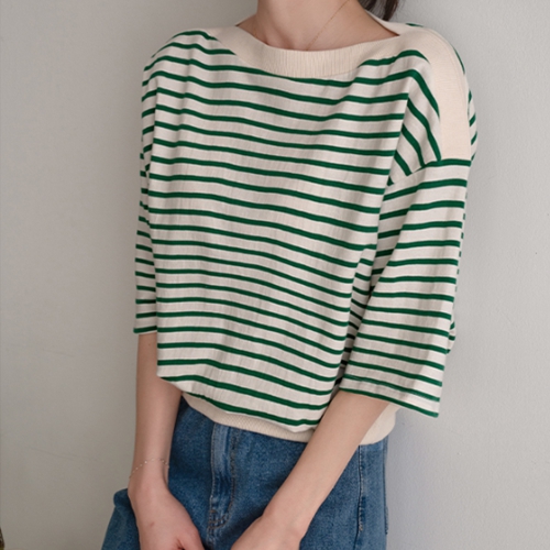Closet Horizontal Striped Lip Sweatshirt