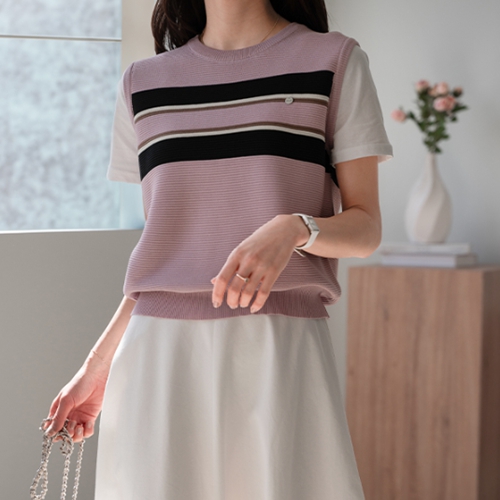 Round Knitwear Short-sleeve T-shirt