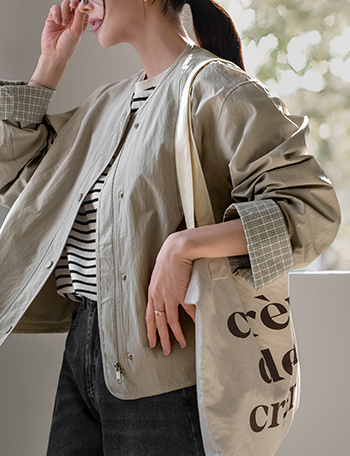 String Round Color Matching Jacket Korea