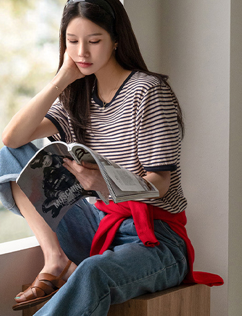 Color Matching Multi Short-sleeve T-shirt Korea