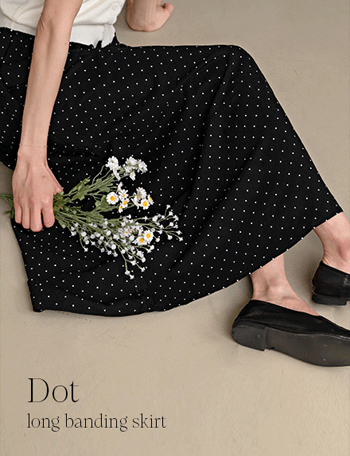 Dot Long Banding Skirt Korea