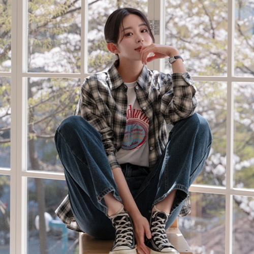 [valyou] Mind Check Loose Shirt