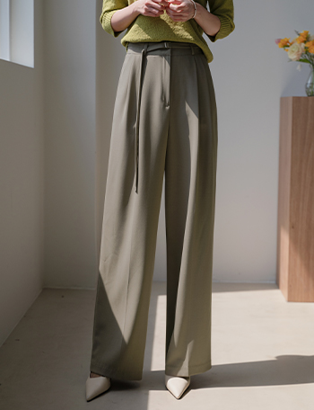 Plat Summer Belt Wide Pants Korea