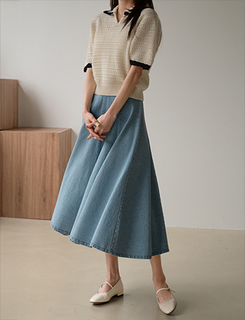 Eco Flare Denim Skirt Korea