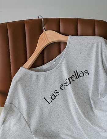 Las Lettering U-neck Short-sleeve T-shirt Korea