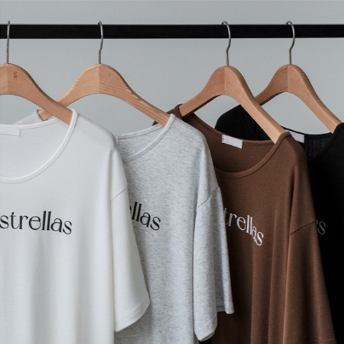 Las Lettering U-neck Short-sleeve T-shirt