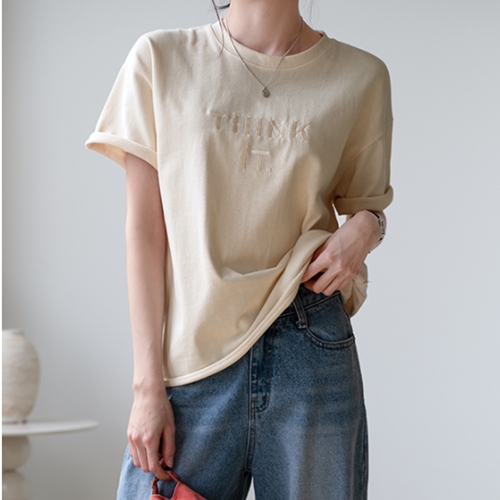 Think Embroidered Cotton T-shirt