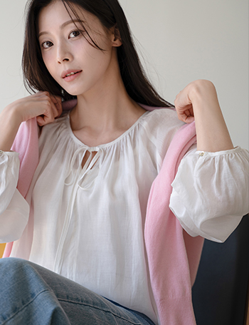 Linen String Sheer Blouse Korea