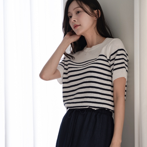 Dant Boucle horizontal striped Short-sleeve Knitwear