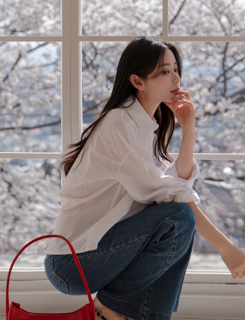 Luen Back Embroidery Button Shirt Korea