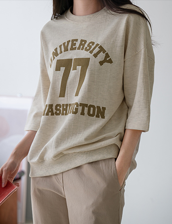 Uni 77 Printed 3/4 sleeve sweatshirt Korea